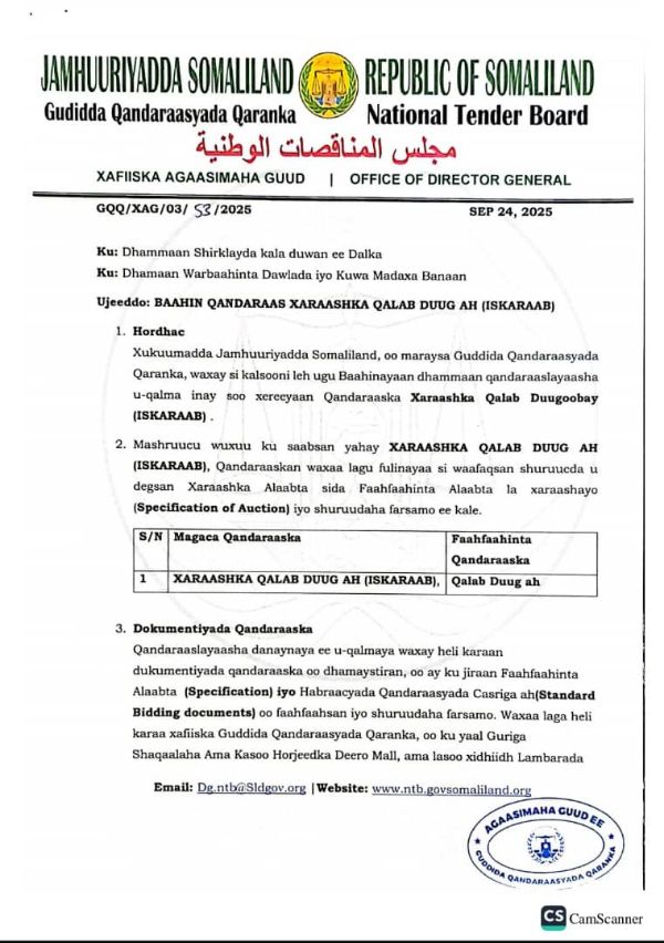 Ujeedo: Baahin Qandaraas Xaraashka Qalab Duug ah (iskaraab)